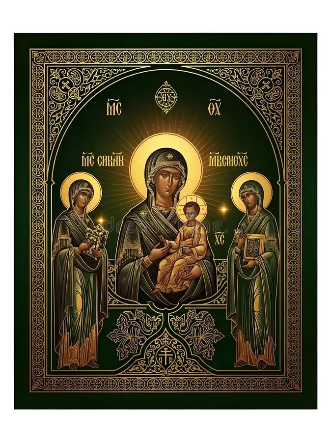 Maria é Mãe de Deus? O que o Concílio de Éfeso realmente definiu 6 C3ADcone ortodoxo bizantino virgem maria menino jesus e santos 423361750