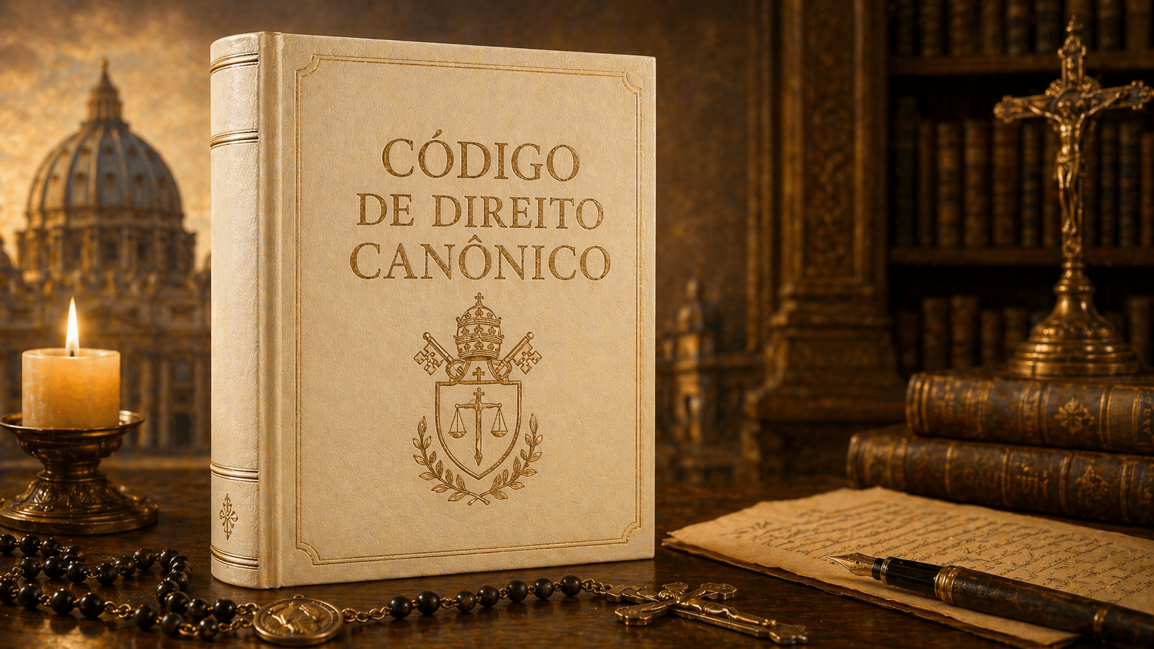 Código de Direito Canônico: o que é, de onde vem e onde consultar as leis internas da Igreja 7 Código de Direito Canônico livro aberto sobre mesa de estudo