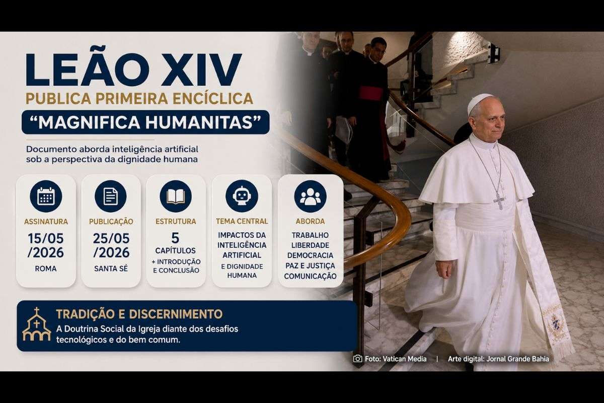 Papa publicando uma encíclica, documento pontifício com selo, Basílica de São Pedro ao fundo