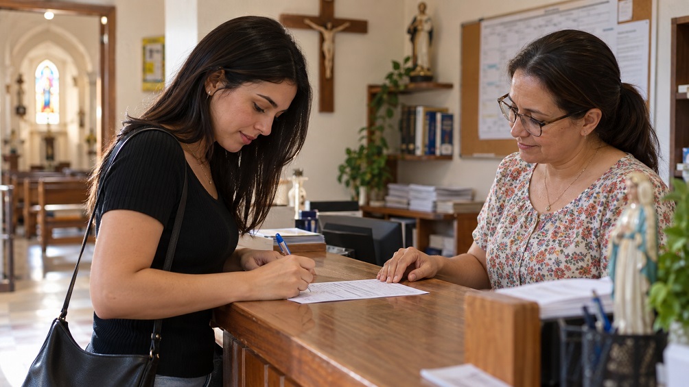Como rezar pelas almas do Purgatório e o valor das Missas de Sétimo Dia 10 Secretaria de paróquia com atendimento a fiéis e livrinho de intenções de Missa