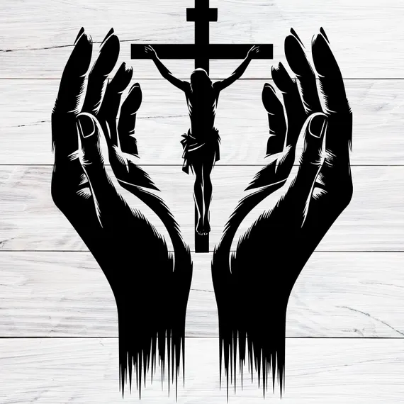 Vicentinos: o que são, origem e missão de servir Cristo nos pobres 11 Mãos unidas em oração sobre um crucifixo ao lado de alimentos para doação
