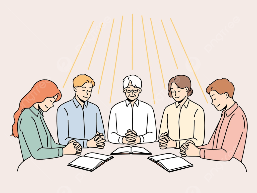 Rosário Perpétuo: como funciona a corrente de oração e como entrar nela 6 pngtree group of diverse people praying together religious circle concept vector png image 12900540