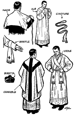 priests and pastors in different vestments